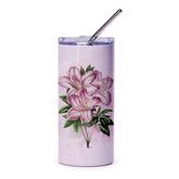 Azalea Tumbler, Floral Tumbler, Pink Flower Cup, Gift for Her, Tumbler with Straw, Flower Lover Gift, Stainless Steel Tumbler - Tawshia